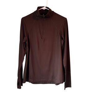 Lukka Lux Women's Top Activewear Running Jogging, 1/4 Zip Brown Size Medium